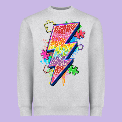 Lightning Bolt Autism Heavyweight Sweatshirt Designed By Zillion Design Studio