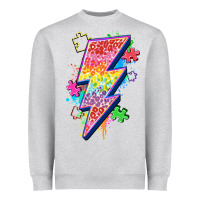 Heather Grey lightning bolt autism Heavyweight Sweatshirt - Zillion Design Studio