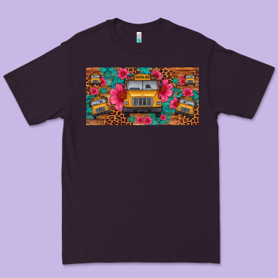 School Bus Leopard Gemstone License Plate Premium Tee Designed By Artiststas