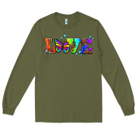 Army Green pride love butterflies Long Sleeve Tee - AdoDesignShop