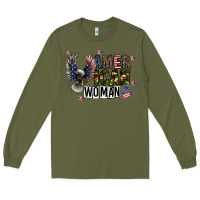 Army Green american woman Long Sleeve Tee - CowhideDigitalArt