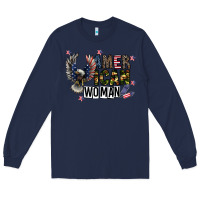 Navy american woman Long Sleeve Tee - CowhideDigitalArt