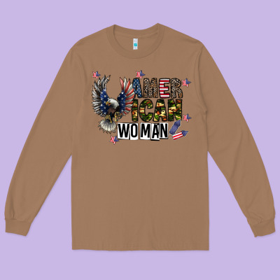 American Woman Long Sleeve Tee Designed By Cowhidedigitalart