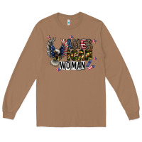 Toasted Coconut american woman Long Sleeve Tee - CowhideDigitalArt