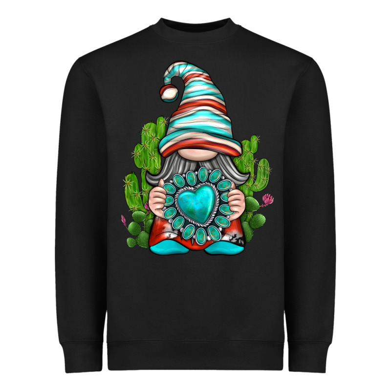 Western Gnome With Turquoise Gemstone Heavyweight Sweatshirt by texasbilliewilder | Teevron