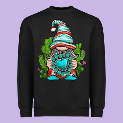 Heavyweight Sweatshirt western gnome with turquoise gemstone