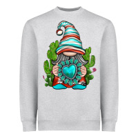 Heather Grey western gnome with turquoise gemstone Heavyweight Sweatshirt - texasbilliewilder