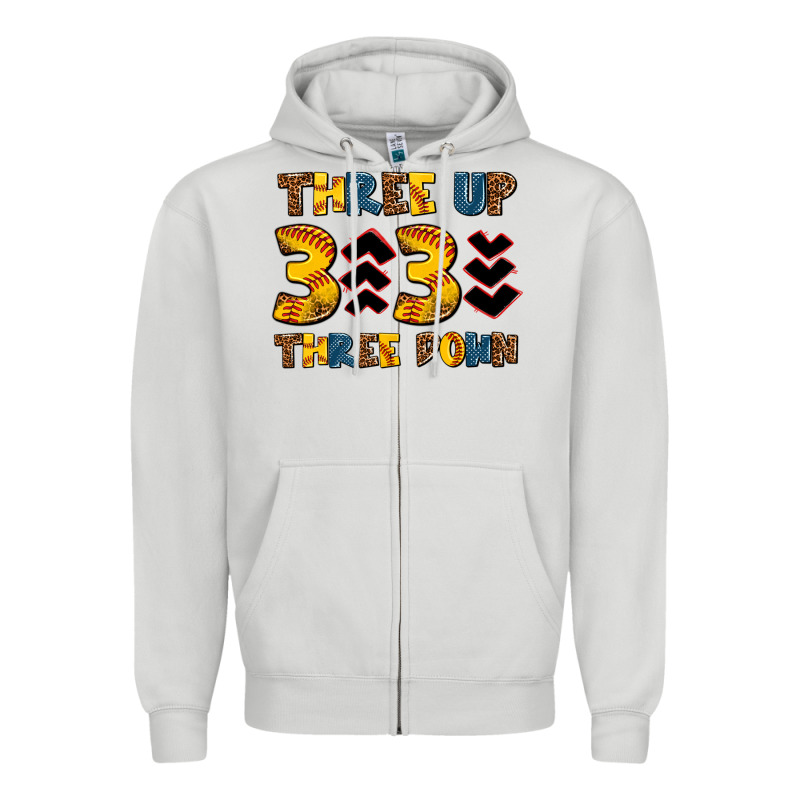 Three Up Three Down Softball Zipper Hoodie by AdoDesignShop | Teevron