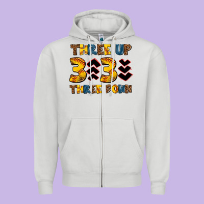 Three Up Three Down Softball Zipper Hoodie Designed By Adodesignshop