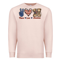 Pale Pink Peace Love America Premium Sweatshirt - Jasminsmagicworld