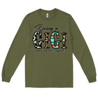 Army Green being a gigi makes my life complate Long Sleeve Tee - CowhideDigitalArt