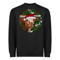 Black Longhorn Cow Christmas Heavyweight Sweatshirt - RanaPortraitStore