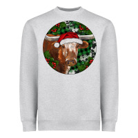 Heather Grey Longhorn Cow Christmas Heavyweight Sweatshirt - RanaPortraitStore