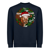 Navy Longhorn Cow Christmas Heavyweight Sweatshirt - RanaPortraitStore