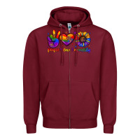 Burgundy peace love equality Zipper Hoodie - JahusDesignShop