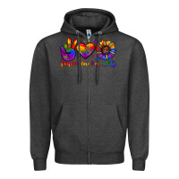 Charcoal Heather peace love equality Zipper Hoodie - JahusDesignShop