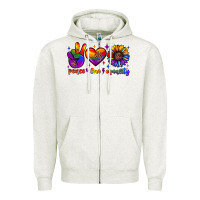 Oatmeal Heather peace love equality Zipper Hoodie - JahusDesignShop