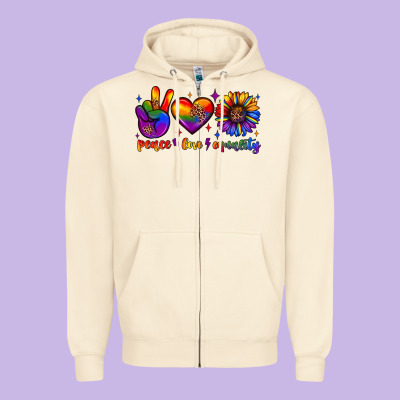 Peace Love Equality Zipper Hoodie Designed By Jahusdesignshop