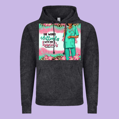 She Works Willingly With Her Hands Afro Nurse Vintage Hoodie Designed By Ranaportraitstore