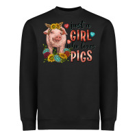 Black western just girl who loves pigs Heavyweight Sweatshirt - texasbilliewilder
