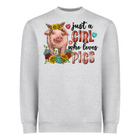 Heather Grey western just girl who loves pigs Heavyweight Sweatshirt - texasbilliewilder
