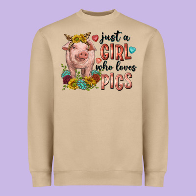 Heavyweight Sweatshirt western just girl who loves pigs