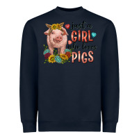 Navy western just girl who loves pigs Heavyweight Sweatshirt - texasbilliewilder