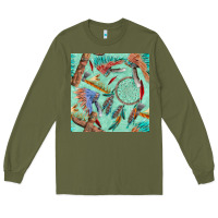 Army Green pipe tomahawk dreamcatcher headdress seamless patt Long Sleeve Tee - FaDigitalArtStudio