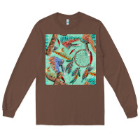 Chestnut pipe tomahawk dreamcatcher headdress seamless patt Long Sleeve Tee - FaDigitalArtStudio