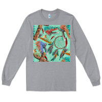 Heather Grey pipe tomahawk dreamcatcher headdress seamless patt Long Sleeve Tee - FaDigitalArtStudio