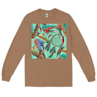Toasted Coconut pipe tomahawk dreamcatcher headdress seamless patt Long Sleeve Tee - FaDigitalArtStudio