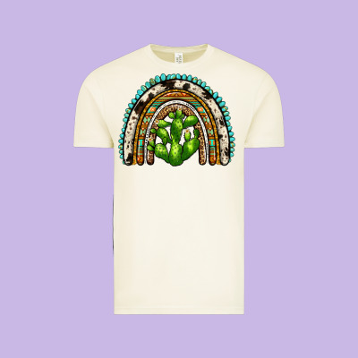 Western Cactus Rainbow Vintage Tee Designed By Zillion Design Studio