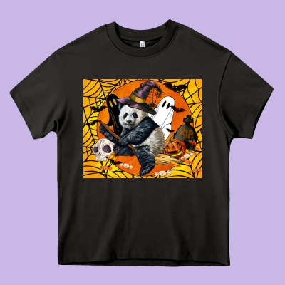 Panda Halloween Heavy Core Tee Designed By Lillyallendesigns