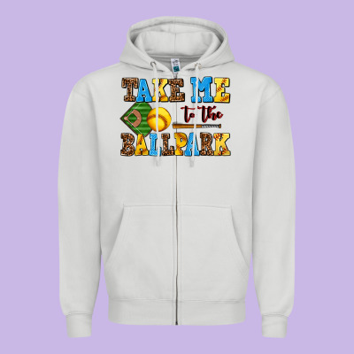 Take Me To The Ballpark Softball Zipper Hoodie Designed By Adodesignshop