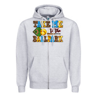 Heather Grey take me to the ballpark softball Zipper Hoodie - AdoDesignShop