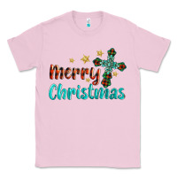 Bubblegum Pink merry christmas turquoise gemstones cross Classic Tee - BarkalooDesign