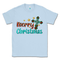 Dusty Blue merry christmas turquoise gemstones cross Classic Tee - BarkalooDesign