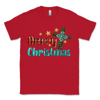 Red merry christmas turquoise gemstones cross Classic Tee - BarkalooDesign