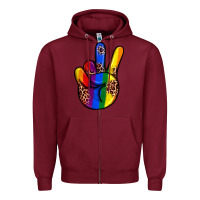 Burgundy pride leopard peace hand Zipper Hoodie - JahusDesignShop