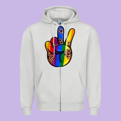 Pride Leopard Peace Hand Zipper Hoodie Designed By Jahusdesignshop