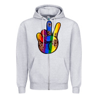 Heather Grey pride leopard peace hand Zipper Hoodie - JahusDesignShop