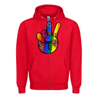 Red pride leopard peace hand Zipper Hoodie - JahusDesignShop