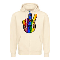 Sandshell pride leopard peace hand Zipper Hoodie - JahusDesignShop