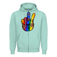 Seafoam pride leopard peace hand Zipper Hoodie - JahusDesignShop