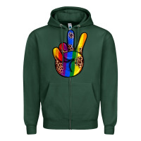 Sports Green pride leopard peace hand Zipper Hoodie - JahusDesignShop