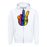 White pride leopard peace hand Zipper Hoodie - JahusDesignShop