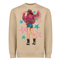 Mushroom western pink with stars and cowgirl Heavyweight Sweatshirt - texasbilliewilder