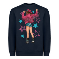 Navy western pink with stars and cowgirl Heavyweight Sweatshirt - texasbilliewilder
