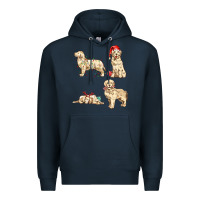 Navy christmas dogs Premium Hoodie - MaliasSmallBusiness