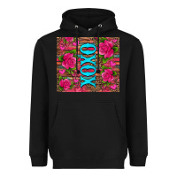 Black xoxo valentine's day pink roses and hearts Heavyweight Hoodie - Jasminsmagicworld
